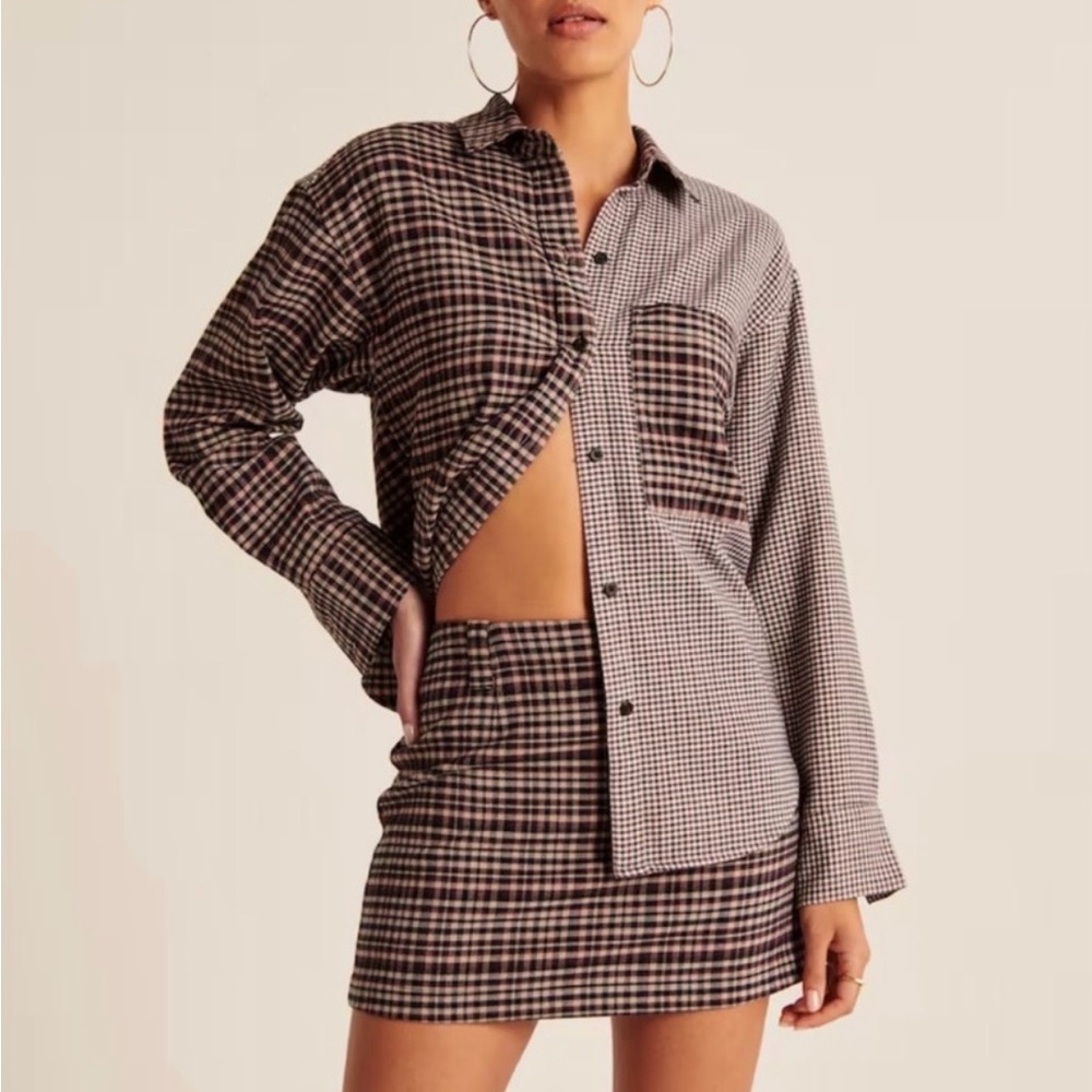 NWT Abercrombie Patchwork Plaid Button Down Shirt XL Soft A&F Collection